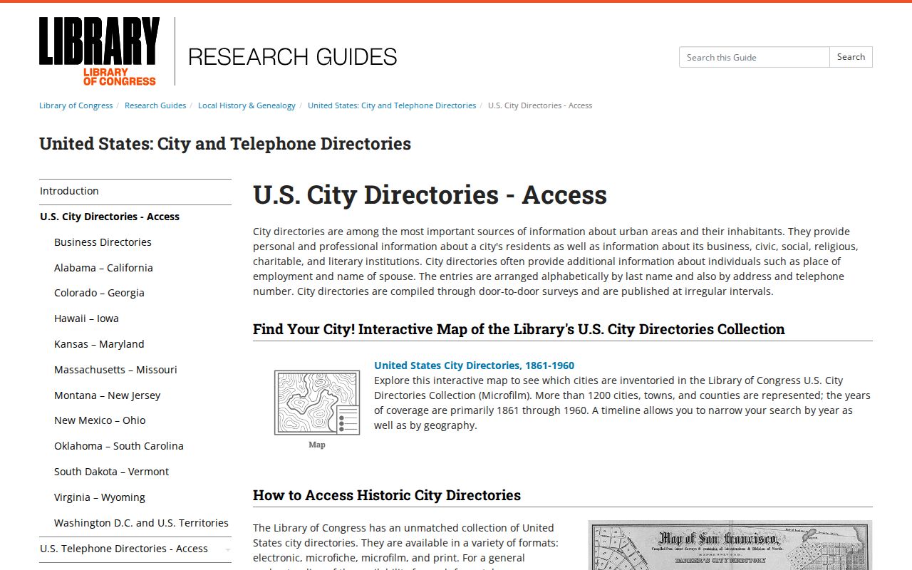 Passaic County city directory research at the Library of Congress guide