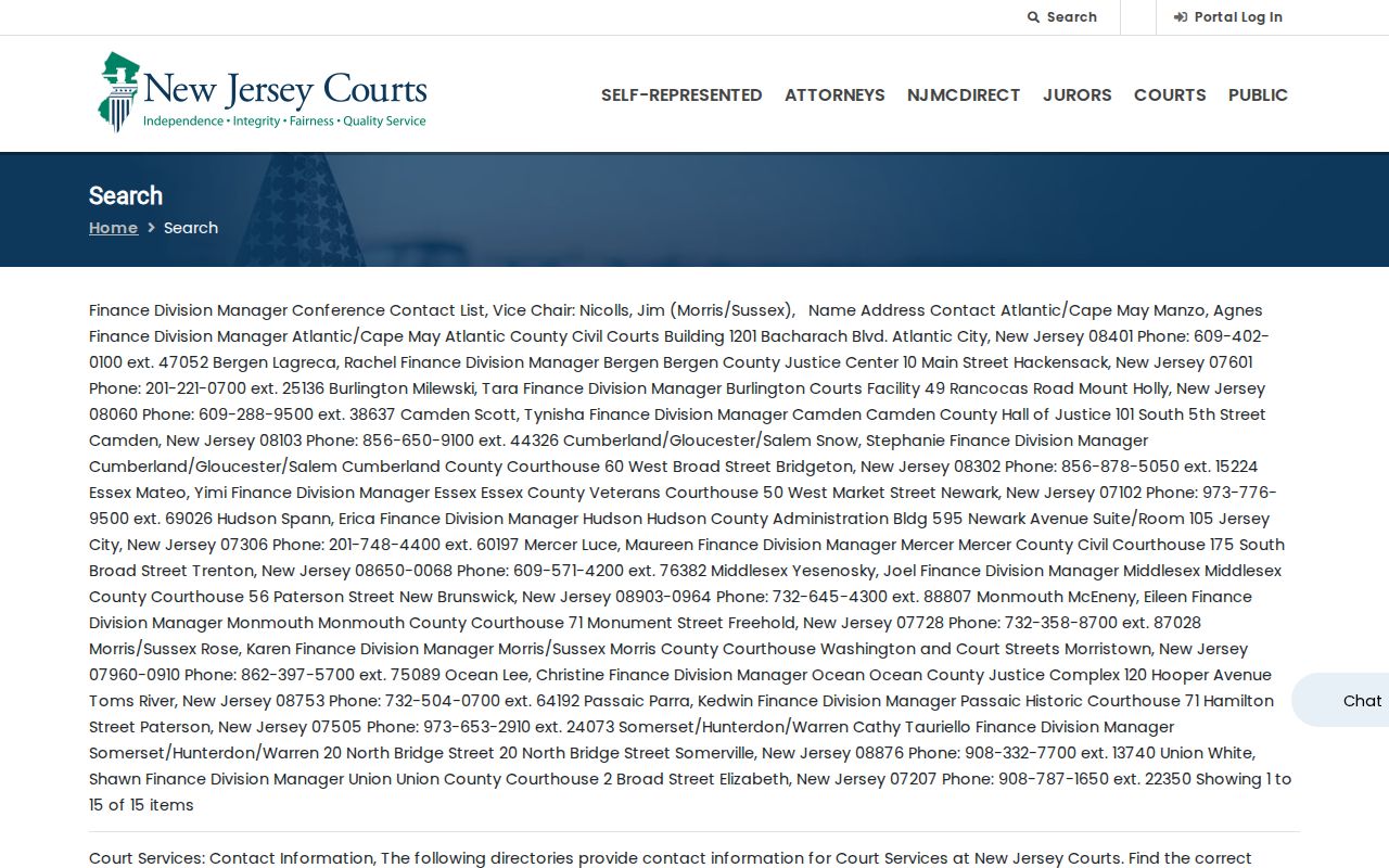 Passaic County residents directory New Jersey Courts public search