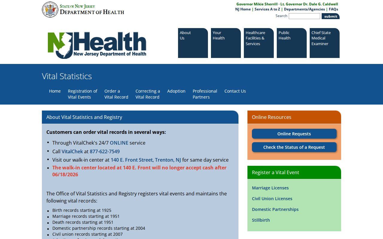 Passaic County residents directory New Jersey Vital Statistics and Registry