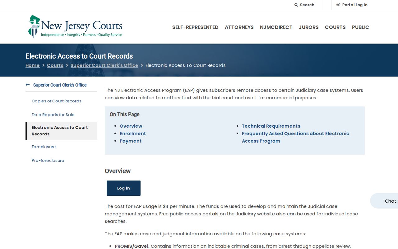 Passaic County resident lookup through New Jersey Courts electronic access