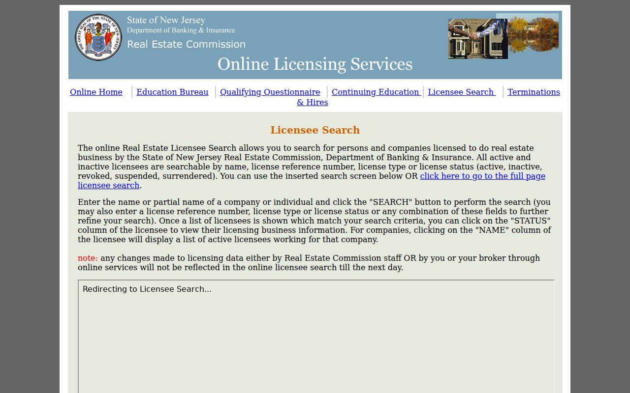 Passaic County resident lookup using New Jersey real-estate license verification