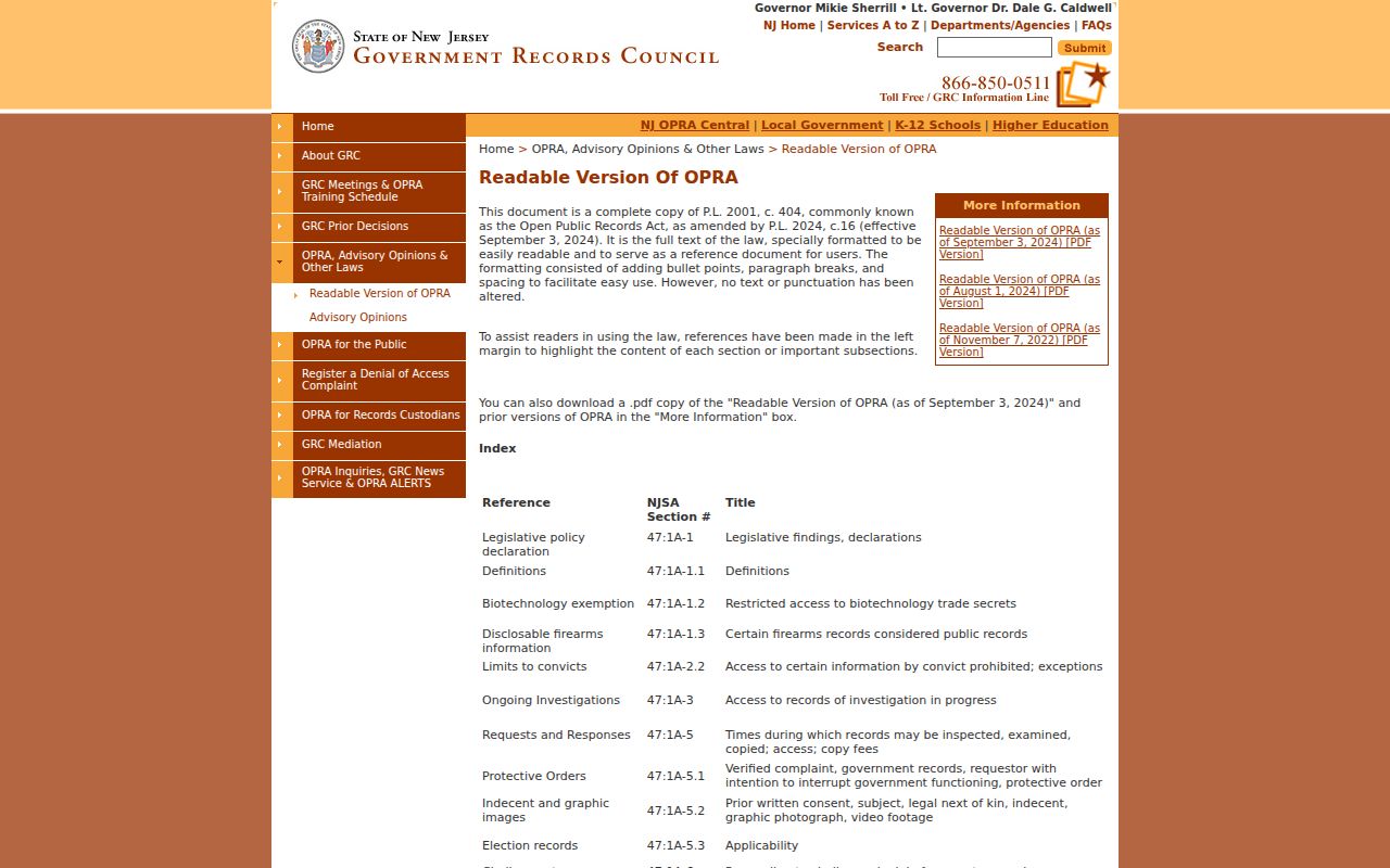 Passaic County ZIP code records New Jersey OPRA guidance